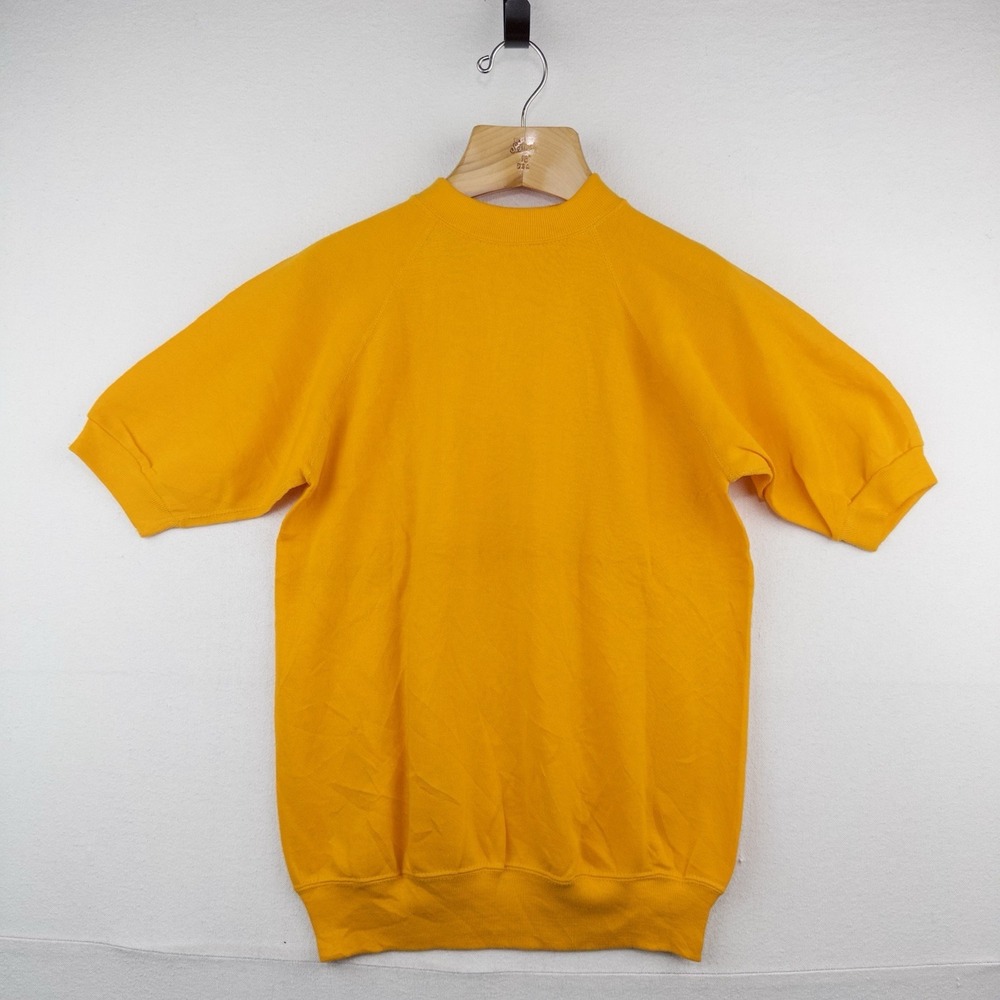 60's Vtg Short Sleeve Yellow Raglan Mens S Sweatshirt RN14179 Creslan/Cotton USA